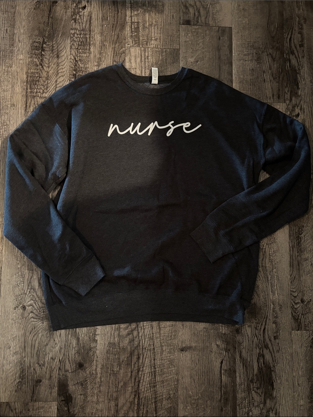Bella Canvas Crewneck Sweatshirt - Charcoal Grey with White Letters - Size Large